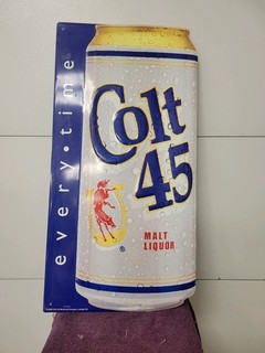 Vintage 2000 Colt 45 Malt Liquor Every Time Embossed Metal Sign 30.5"X 15.5"