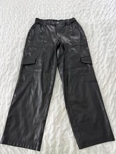 Almost Famous Black Faux Leather Cargo Pants Size S