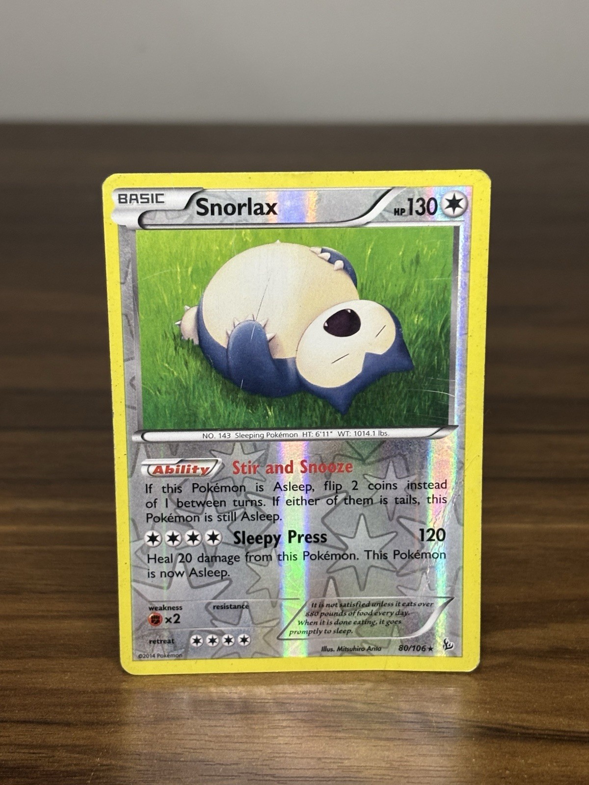 Snorlax 80/106 Flashfire Reverse Holo Pokemon Card *Corner Crease*