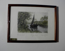 Fischerboot * sign. Prof. Albrecht Bruck * schöne kleine vintage * Radierung *