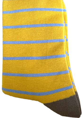 Striped Socks Mustard Yellow Blue Stripes Cotton Bamboo Womens Size 4 - 7 New - Picture 6 of 6