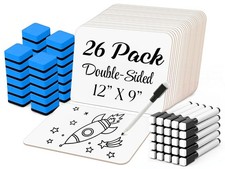 26 Pack Dry Erase Lapboards 12" x 9" - Double Sided Small Dry Erase Boards wi...