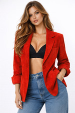 Adolph Schuman Lilli Ann Red ULTRASUEDE Blazer Jacket XL 14/16 VINTAGE 60s 70s
