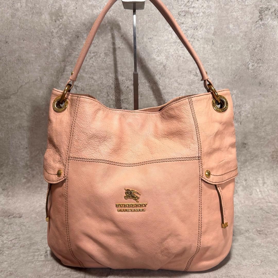 Burberry Blue Label One Shoulder Tote Bag Pink Full Leather Nova Check New thumbnail 12