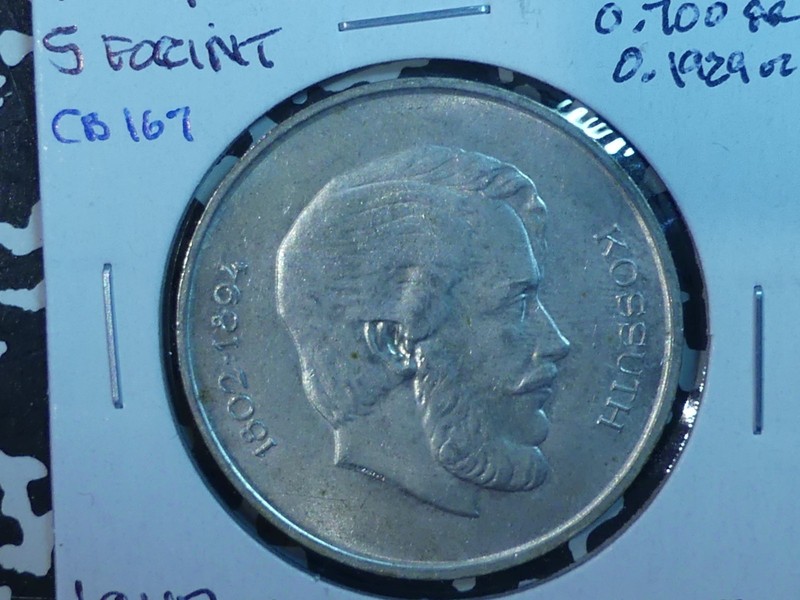CB-167: HUNGARY, silver 5 Forint, Thin type,1947 BP, 0.700, 0.1929 oz
