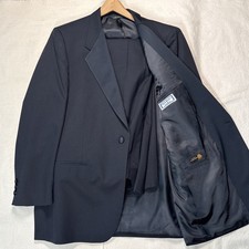 VTG Saint Laurent 44L YSL Mens Tuxedo Suit Paris Black W38 1970s 70s Wool Black