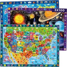 100 Piece Puzzles for Kids Ages 4-6 - 3 Set Kids Puzzles Ages 6-8 - Learning ...