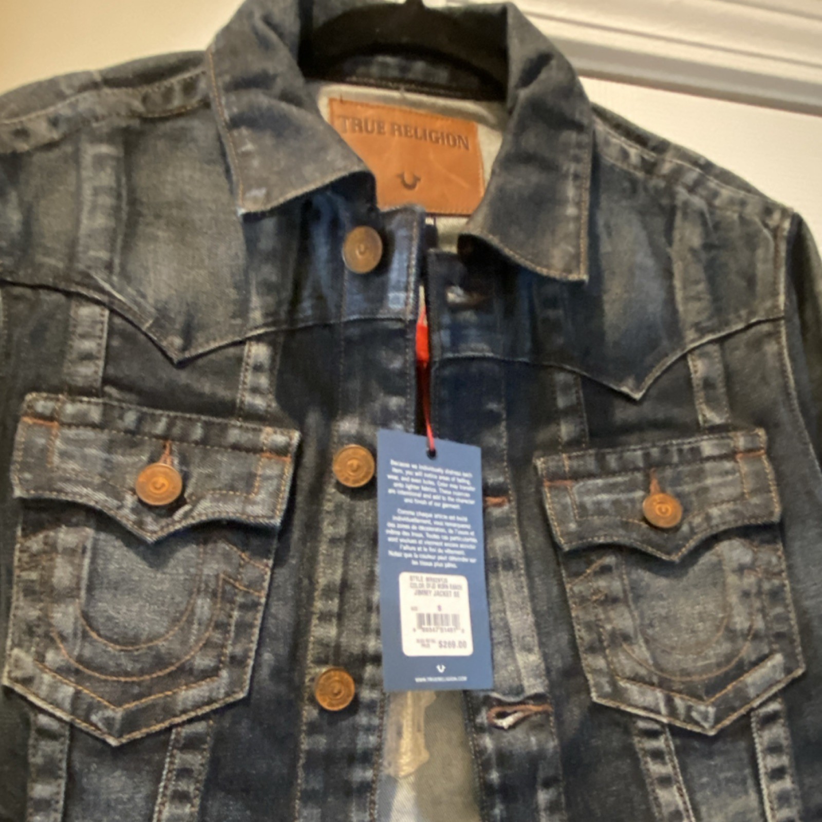 Mens True Religion Western ranch rare blue Jimmy denim jean Jacket NWT $269 sz S thumbnail 5