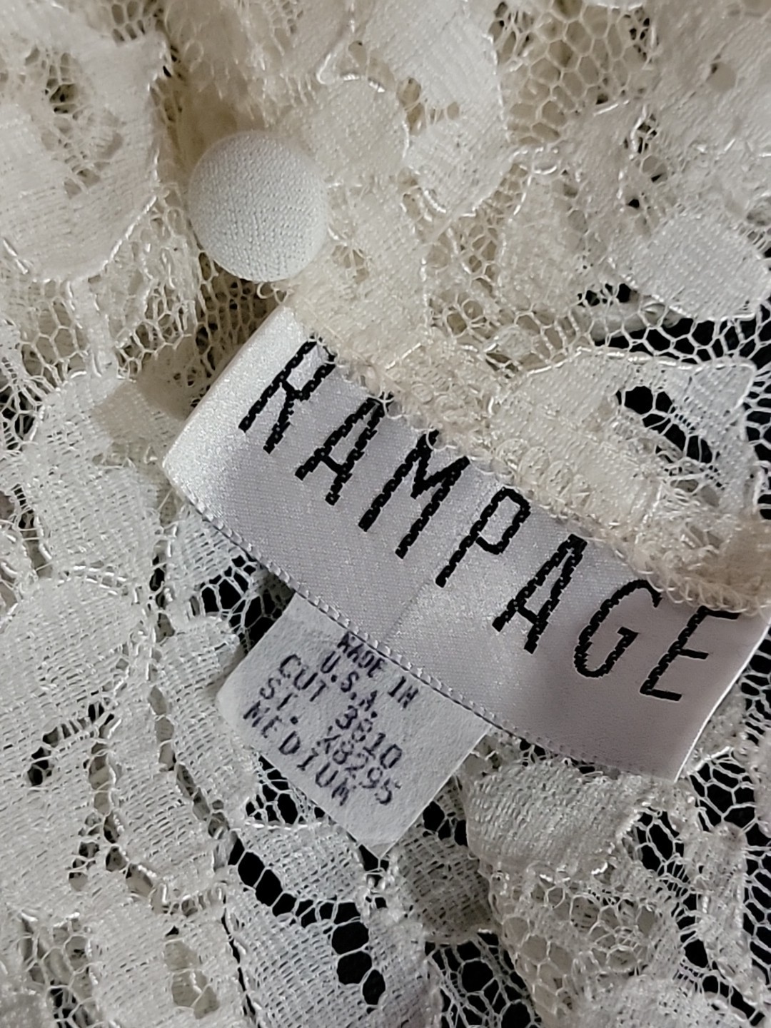 RAMPAGE vintage Medium Ivory Lace Women's Unlined Tunic Top Blouse Sheer #C image 5