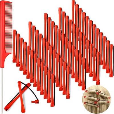 WILLBOND 60 Pcs Perm Rods for Short Long Hair Plastic Cold Wave 0.2 Inch, Red