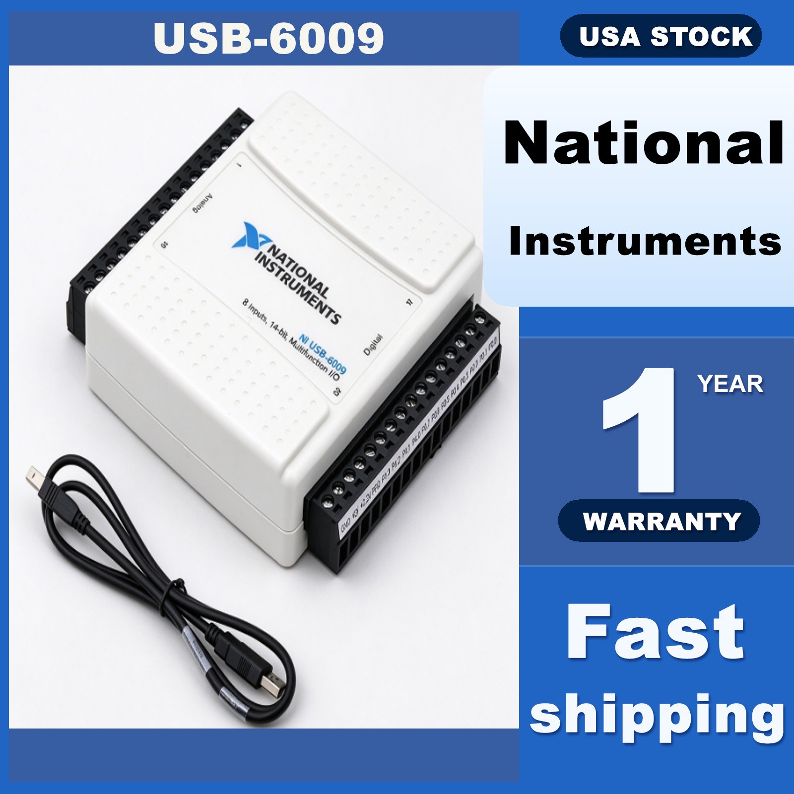 Upgrade USB DAQ Card USB-6009 48 kS/s 14-Bit Analog Digital I/O Board Portable