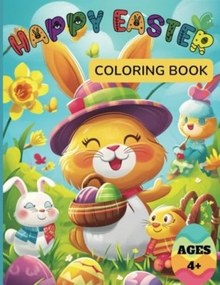 Happy Easter Coloring Book For Kids Ages 4+ 50 Cute and - Paperback NEW L&E. PUB