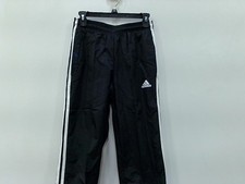Adidas Men's Small Essentials Woven Tapered 3-Stripes Track Pants Black w/ White