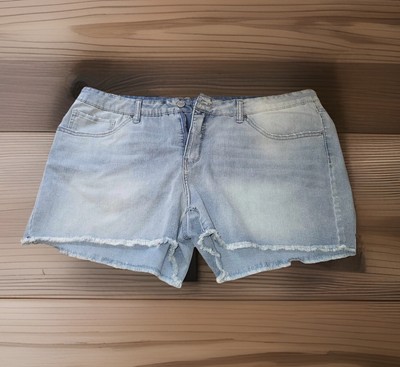 TIME & TRU WOMANS BLUE JEAN MID RISE LIGHT WASH Cut Off SHORTS SIZE 20 NWOT