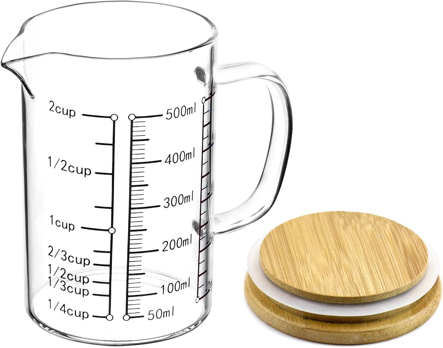 QWORK Glass Measuring Cup, 500ML (18 Oz, 2 Cup), High Borosilicate Glass Scale C