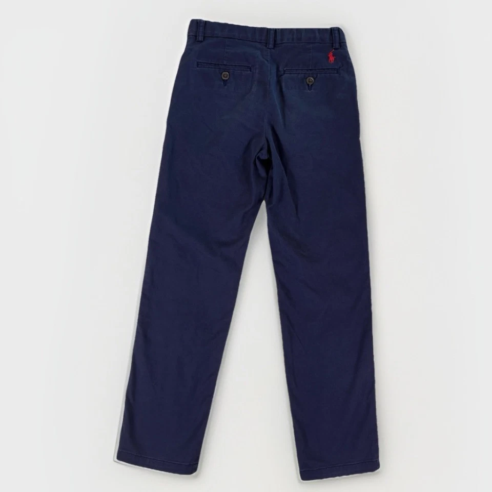 Pantalones chinos Polo Ralph Lauren para niños 7 azul marino rojo pony cintura ajustable algodón Foto 3 de 4