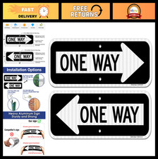 2-Pack One Way Arrow Sign 18x6" Reflective Aluminum, Weather Resistant, Easy Mou