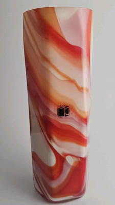 Carlo Moretti Opaline Glas Vase MARBLE, Gekämmt, FLORENZ H. 29 cm