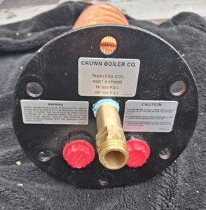 Crown Boiler Co. 270002 Copper Tankless Coil for Boiler, Oil/Gas Systems+gasket 