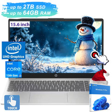 HP 15.6" Touch Laptop,13th Core i3-1315U 4.5GHZ,UpTo 64G 2TB SSD Anti-Glare W11P