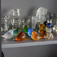 4PCS Colorful Crystal Birds Figurines - 3'' Art Glass Birds Animal Collectibl...