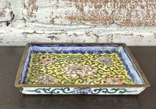 Chinese Floral Porcelain Enamel Bronze Dish Antique 19th Century Trinket Pill