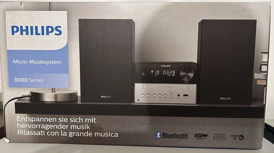 PHILIPS Micro Music System M3205 (TAM3205/37) CD Bluetooth MP3 USB FM - Sealed - Image 2 of 4