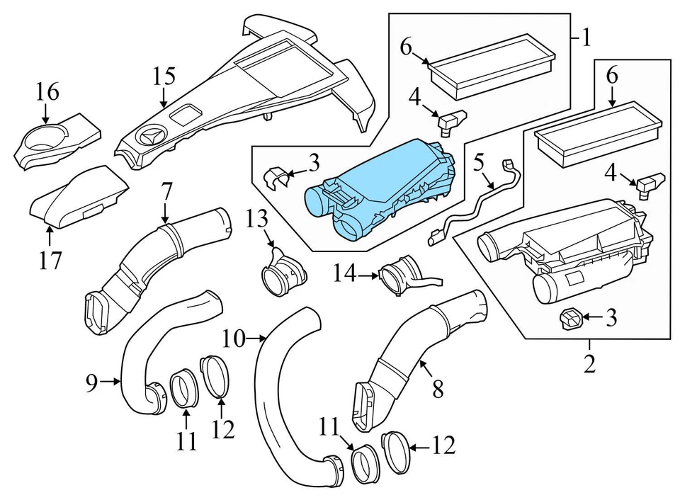 MERCEDES-BENZ GLS63 AMG - Filtro de aire derecho / limpiador carcasa CAJA (mitad inferior) Foto 4 de 4