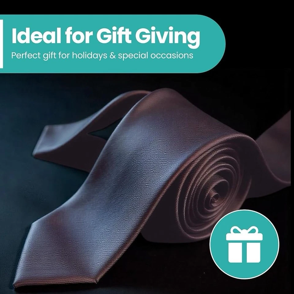 Corbata de satén gris oscuro para hombre y boda fiestas de negocios Foto 2 de 4