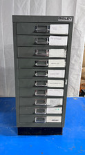 Bisley Metal Draw Filing cabinet Grey 10 Drawers Vintage Cool