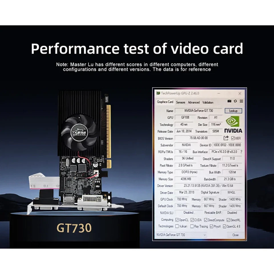 JINGSHA GT730 4GB DDR3 128Bit Gaming Video Card with HDMI VGA DVI Port PCI-E2.0 - Image 4 of 4