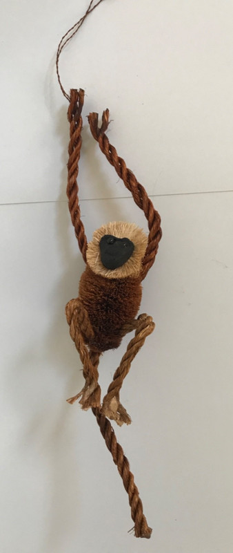 9.75” Bottlebrush Monkey CHRISTMAS ORNAMENT DARK Brown Animal