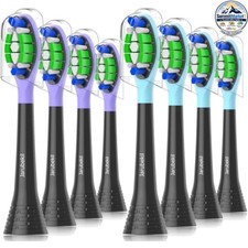Replacement Toothbrush Heads For AquaSonic Black Series Duo PRO 8 Black Pack