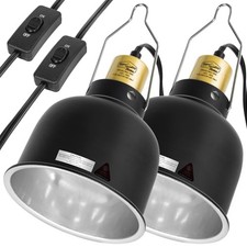 2 Pack Reptile Light Fixture, 5.5in Deep Dome Reptile Heat Lamp Fixture with ...