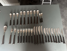 Set Of 32 Pieces Of Vintage Denby Regency Cutlery In Brown