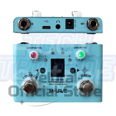 M-VAVE 2 in 1 Guitar Drum Looper Effect Pedal 30 Drums 11mins Loop Recording