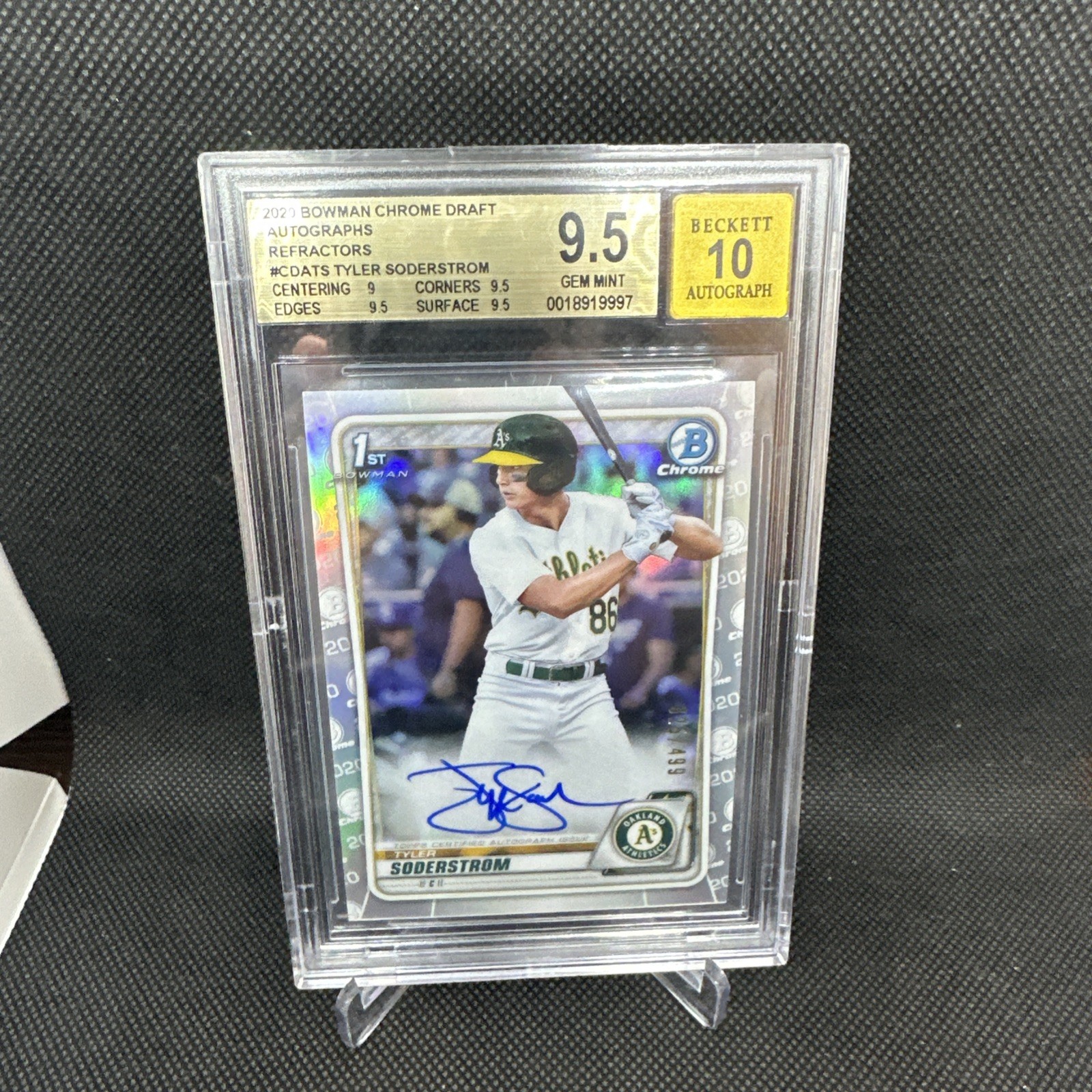 2020 Bowman Chrome Tyler Soderstrom 1st Refractor Auto /499 Becket 9.5 Auto 10