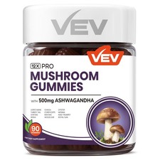 VEV Mushroom Gummies for Adults 12x Mushroom Supplement 90 Count