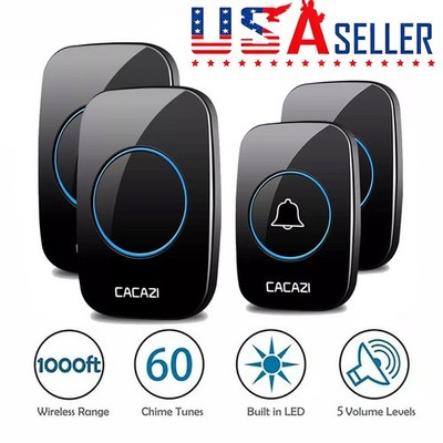 Wireless Doorbell Waterproof Door Bell Kit Home House Ring Bell US Stock