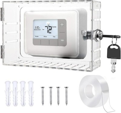 Universal Thermostat Lock Box with Key Clear Large Thermostat Cover Guard Wall
