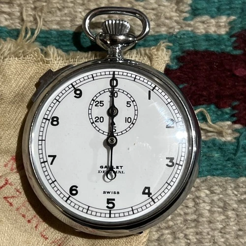Vintage Gallet Decimal Stop Watch Jules Racine Swiss Made Working