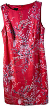 Talbots Dress 6 Coral Pink Floral Sheath Knee Length Lined Sleeveless Women