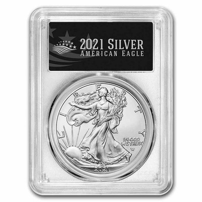 2021 American Silver Eagle (Type 2) MS-70 PCGS (FDI, Black Label