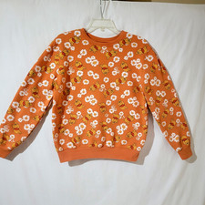 Disney Winnie The Pooh Sweatshirt Womens M Orange Floral Long Sleeve 763