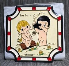 Vintage Love Is... 1990 Kim Casali Wall Plaque/Clock Face - Clicking 