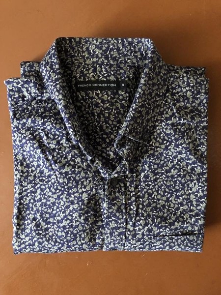 Men French Connection Shirt Navy Cotton 36 / S /