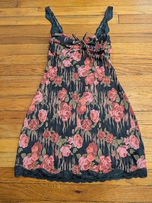 Out From Under Urban Outfitters XS Mon Amor Lace Strap Mesh Slip Rose Tiger