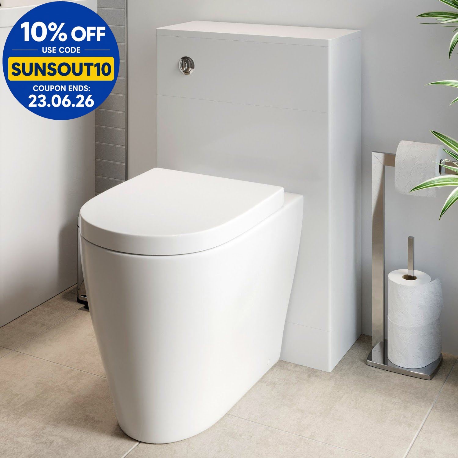 Bathroom Modern WC 500mm Toilet Unit Concealed Cistern BTW Soft Close Seat White