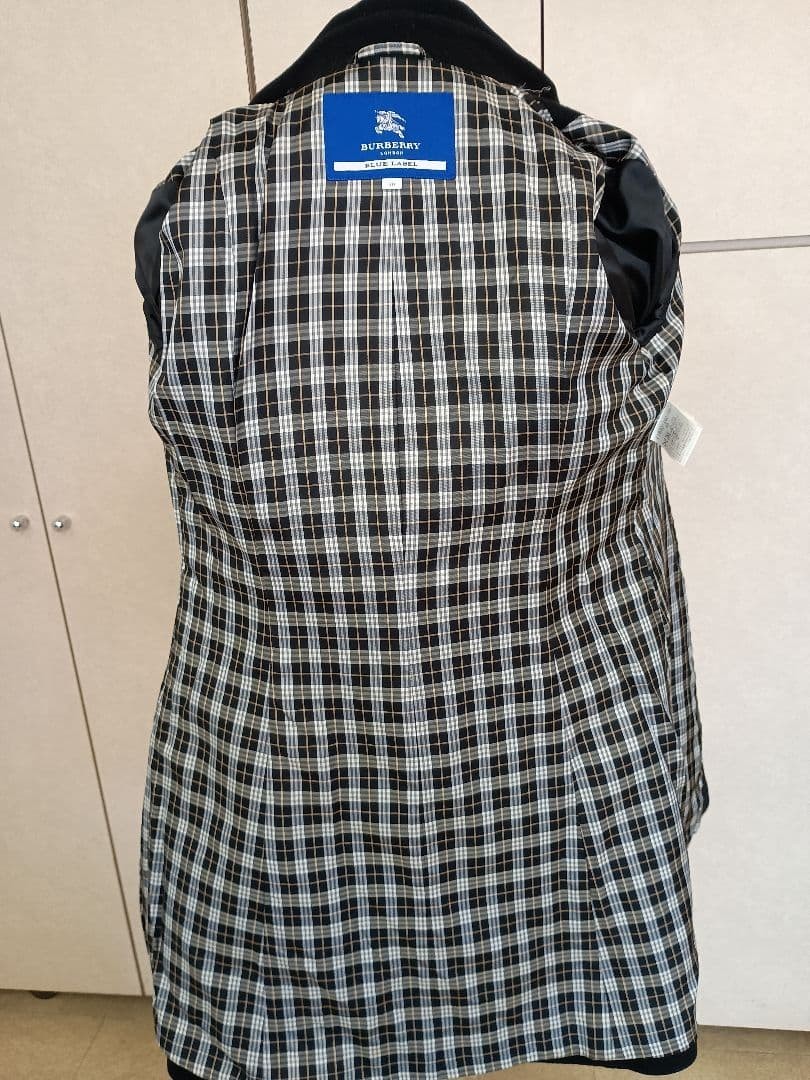 BURBERRY BLUE LABEL Nova Check Trench Coat Women Size 40 S Black From Japan thumbnail 12