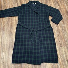 Vintage L.L. Bean Robe Mens XL Tall Scotch Tartan Green Blue Plaid Flannel Lined